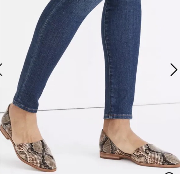 MADEWELL D’ORSAY FLAT SNAKE EMBOSSED LEATHER FLAT MB695 - Picture 1 of 6